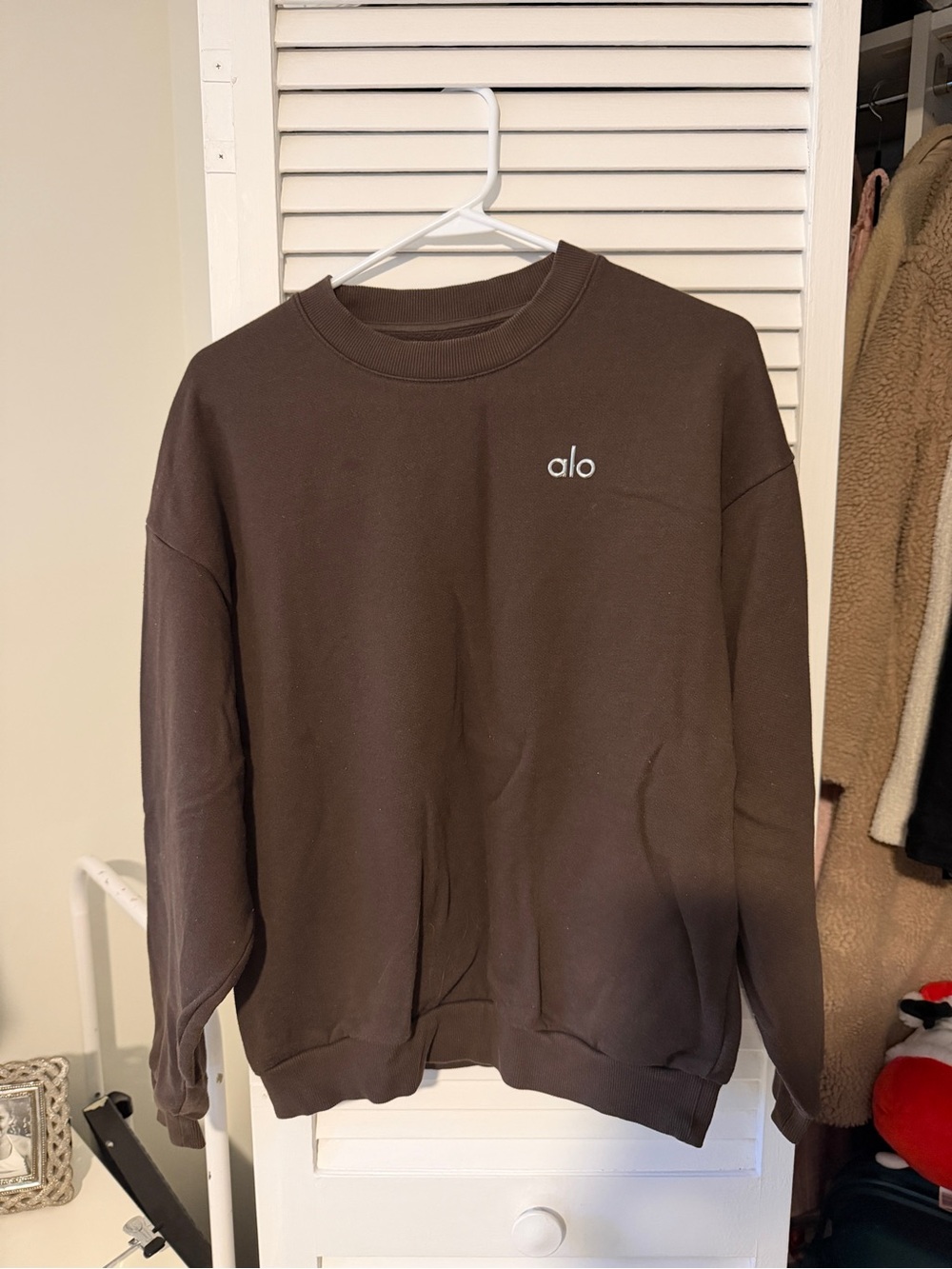 ALO accolade crew neck pullover in espresso - Picture 5 of 6